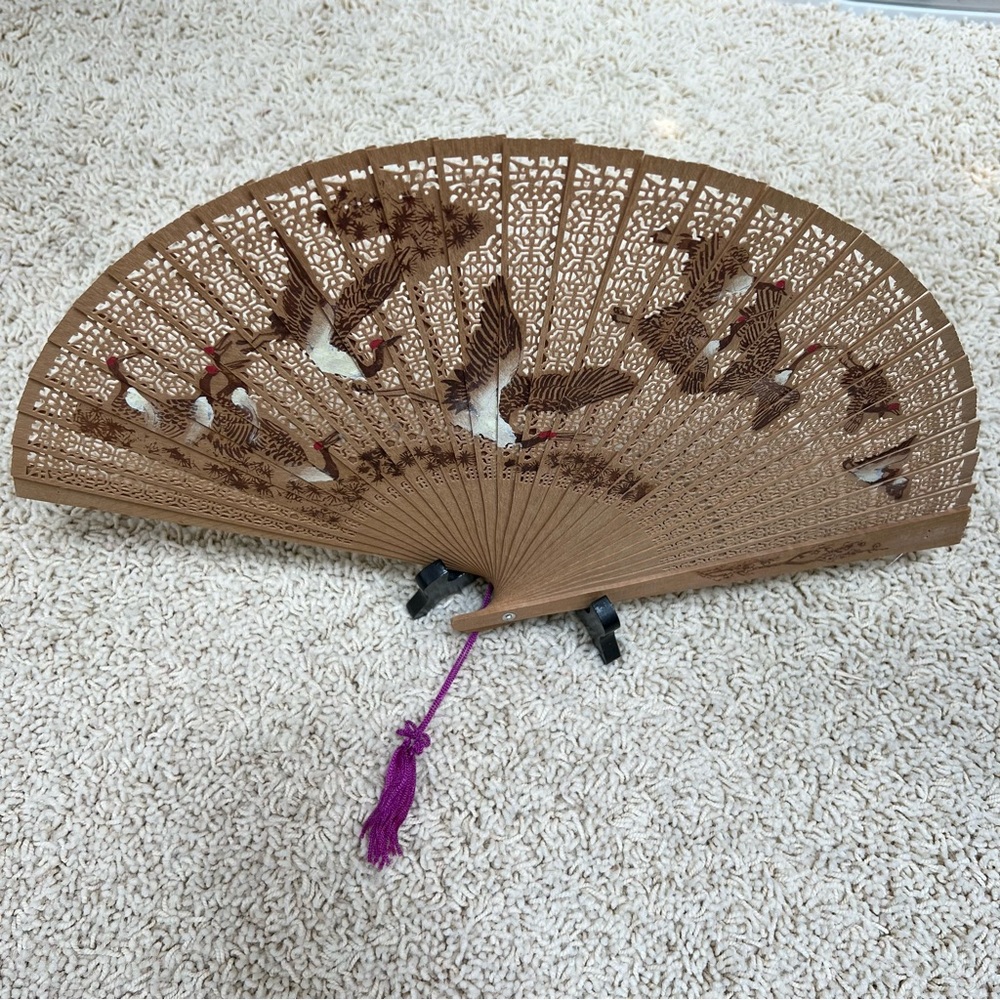 Sandalwood Hand Fan with display easel